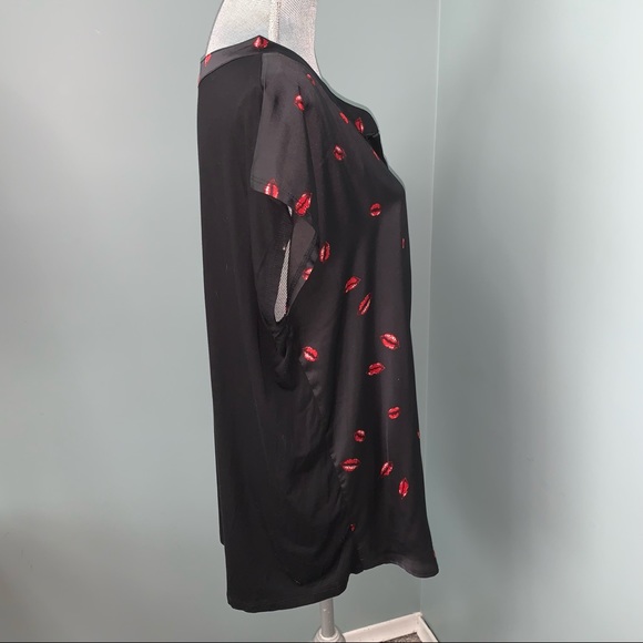 PENNINGTONS Michel Studio lip print kiss blouse v-neck women’s size X - Picture 5 of 8